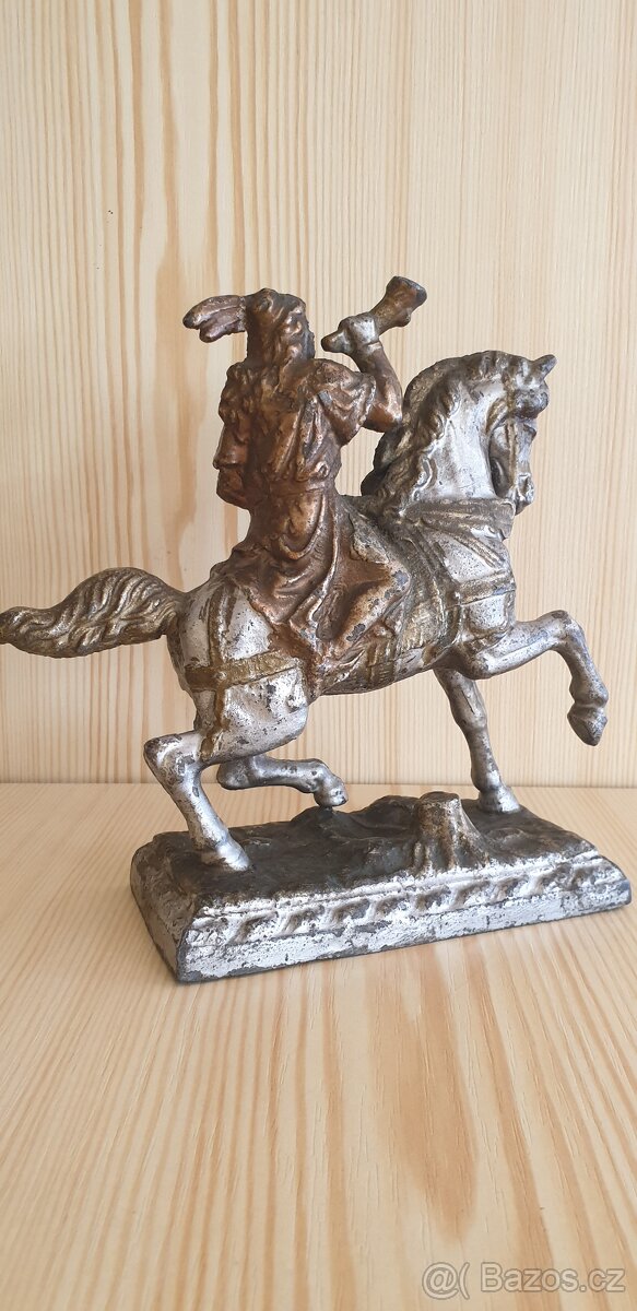 OLDŘICH NA KONI, UMĚLECKÁ PLASTIKA ORIGINÁL SOŠKA 1850-1899 - 5