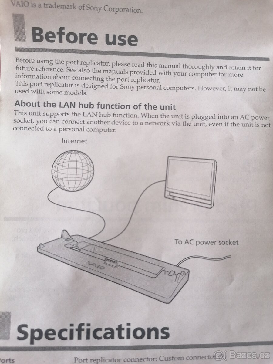 SONY VAIO – dokovací stanice VGP-PRZ10 - 5