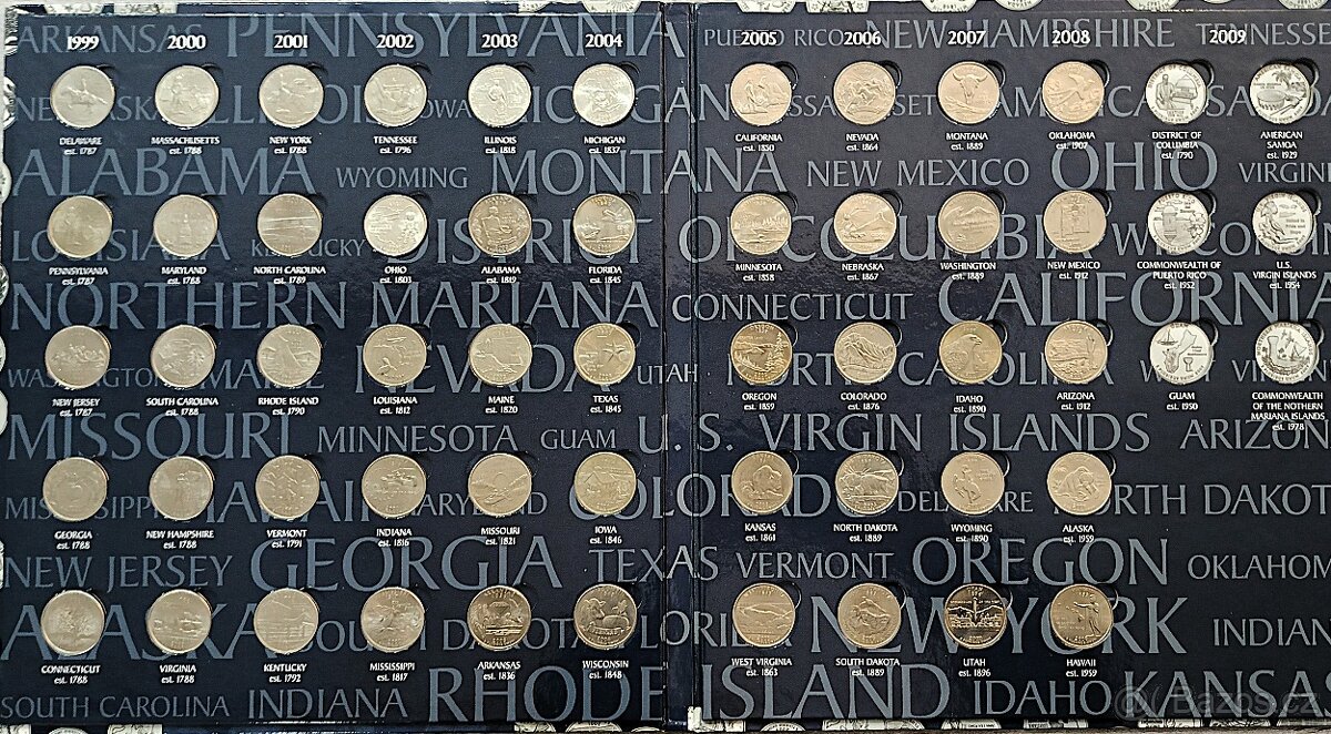 Sada 50 mincí "50 State Quarters" USA v albu 1999 - 2008 - 5
