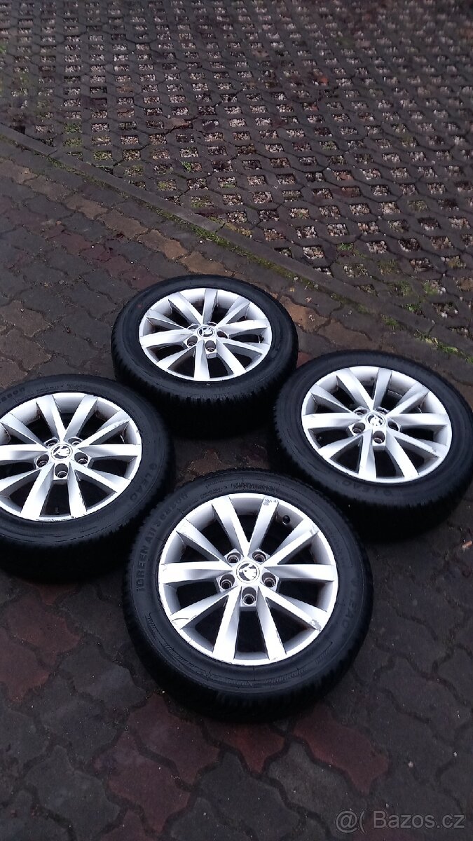 Alu kola 5x112 r16 obutí pěkně zimní pneumatiky 205x55 r16 - 5