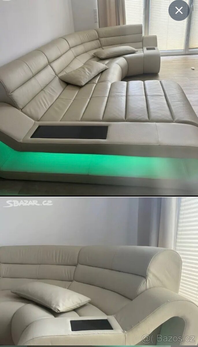 Kožená velká sedací souprava - 5