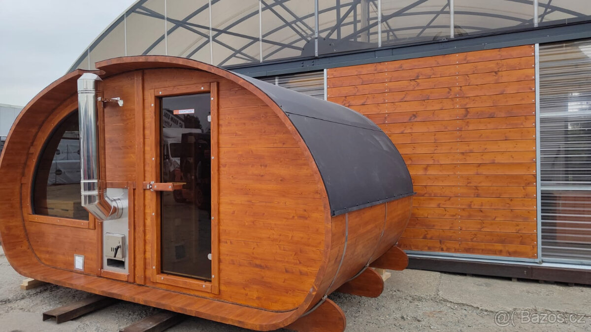 Venkovní finská oválná sauna s odpočívárnou - 5