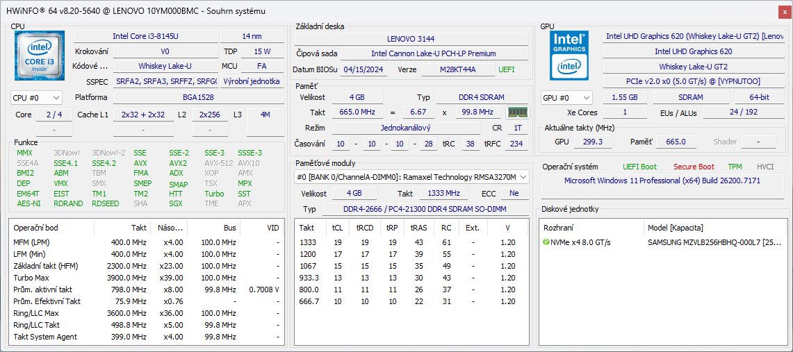 M630e i3-8145U 256GB NVME Wifi/BT 4GB DDR4 adaptér Win11 - 5