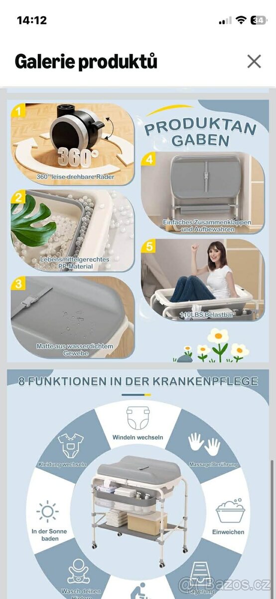 Přebalovací pult s vaničkou. - 5