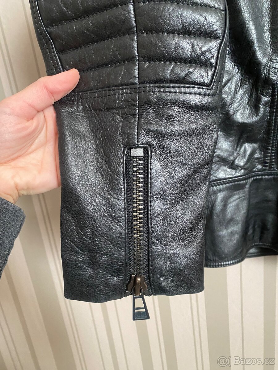Dámská černá kožená bunda - 5