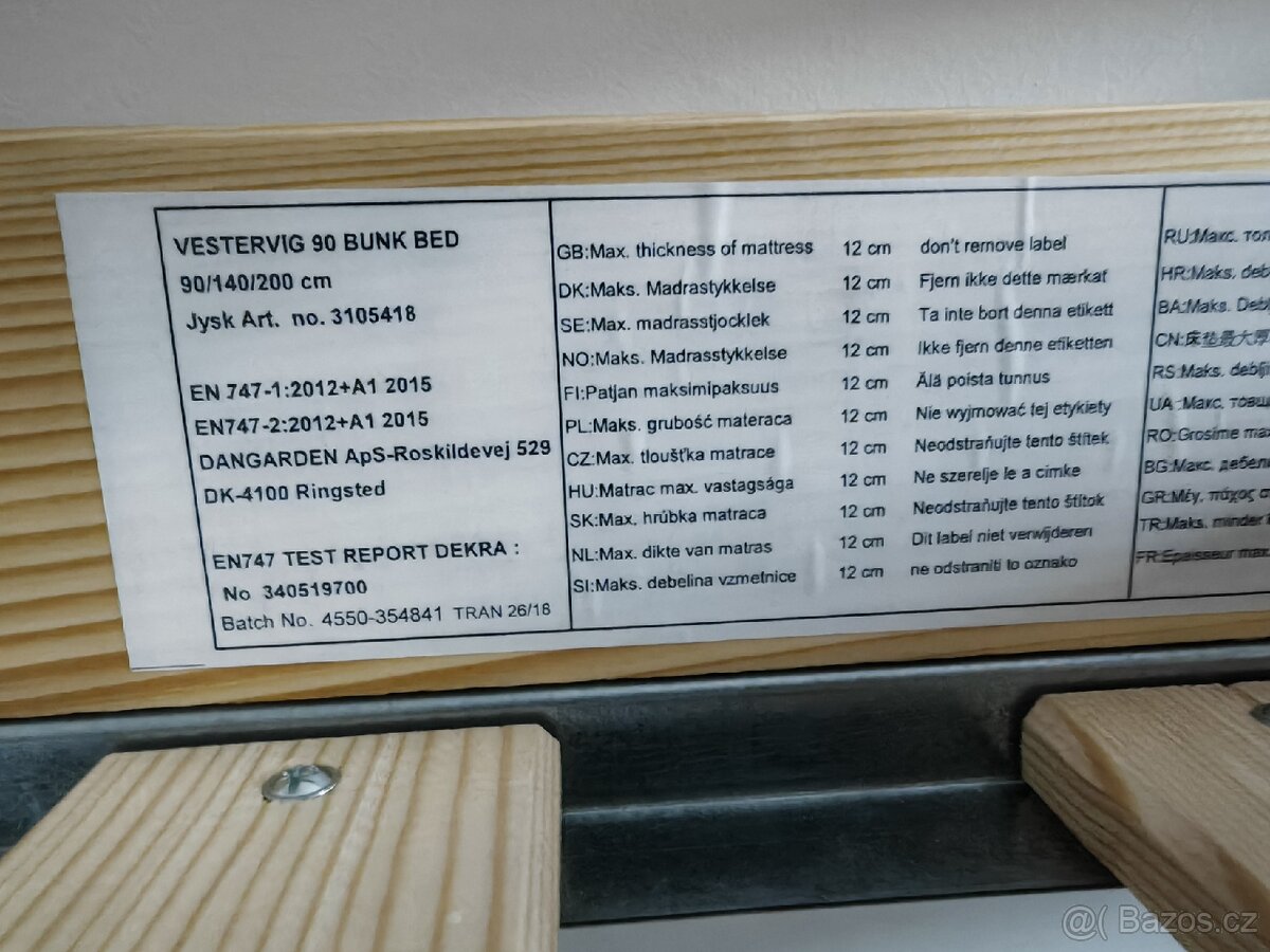 Palanda 200x90x140 Jysk včetně matrací Ikea - 5