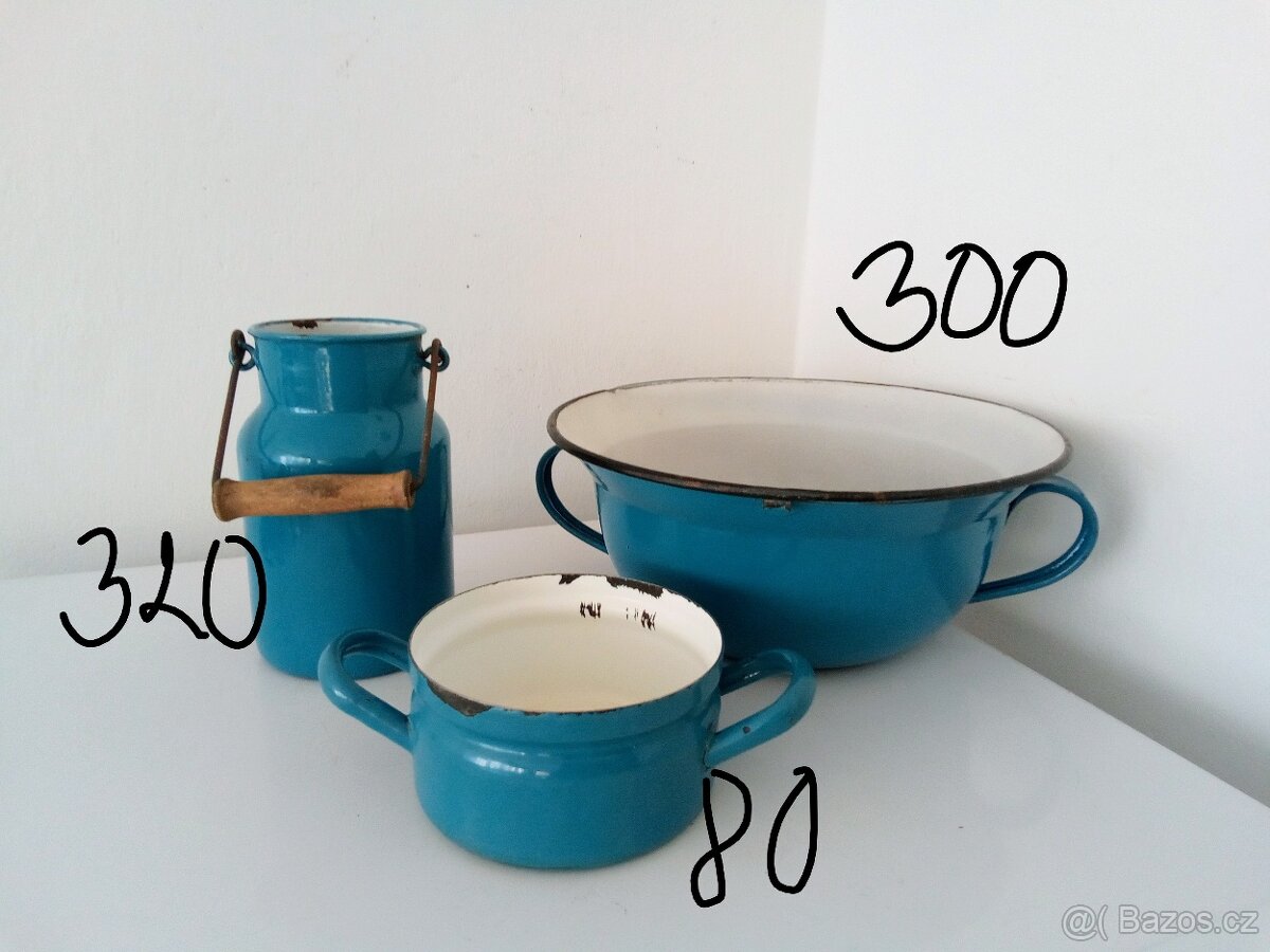 Staré, modré, smaltované nádobí - 5