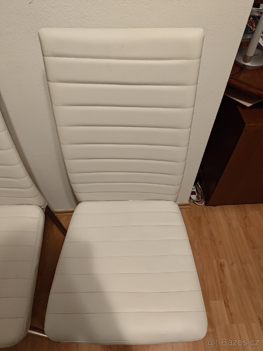 Židle koženkové bílé 4 kusy - 5