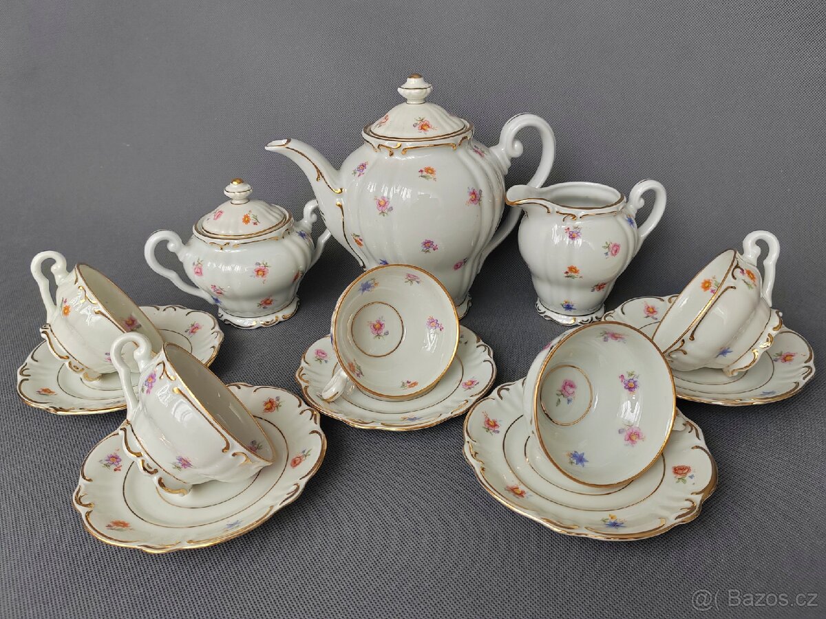Úžasná porcelánová mokka souprava Otto Hädrich Witwe (OHW) - 5
