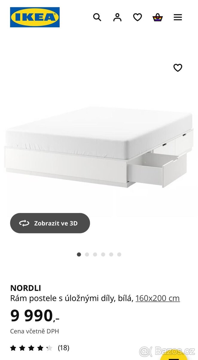 IKEA NORDLI – rám postele s úložnými šuplíky, TOP stav - 5