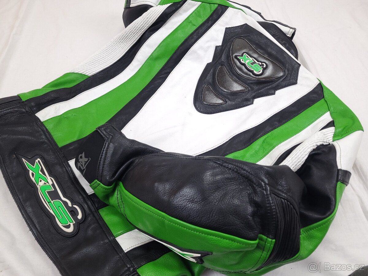 XLS GREEN dvojdielna pánska kožená moto kombinéza 52 L - 5