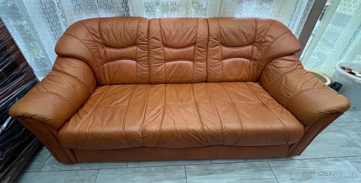 Kožená sedačka+ 2x křesla - 5