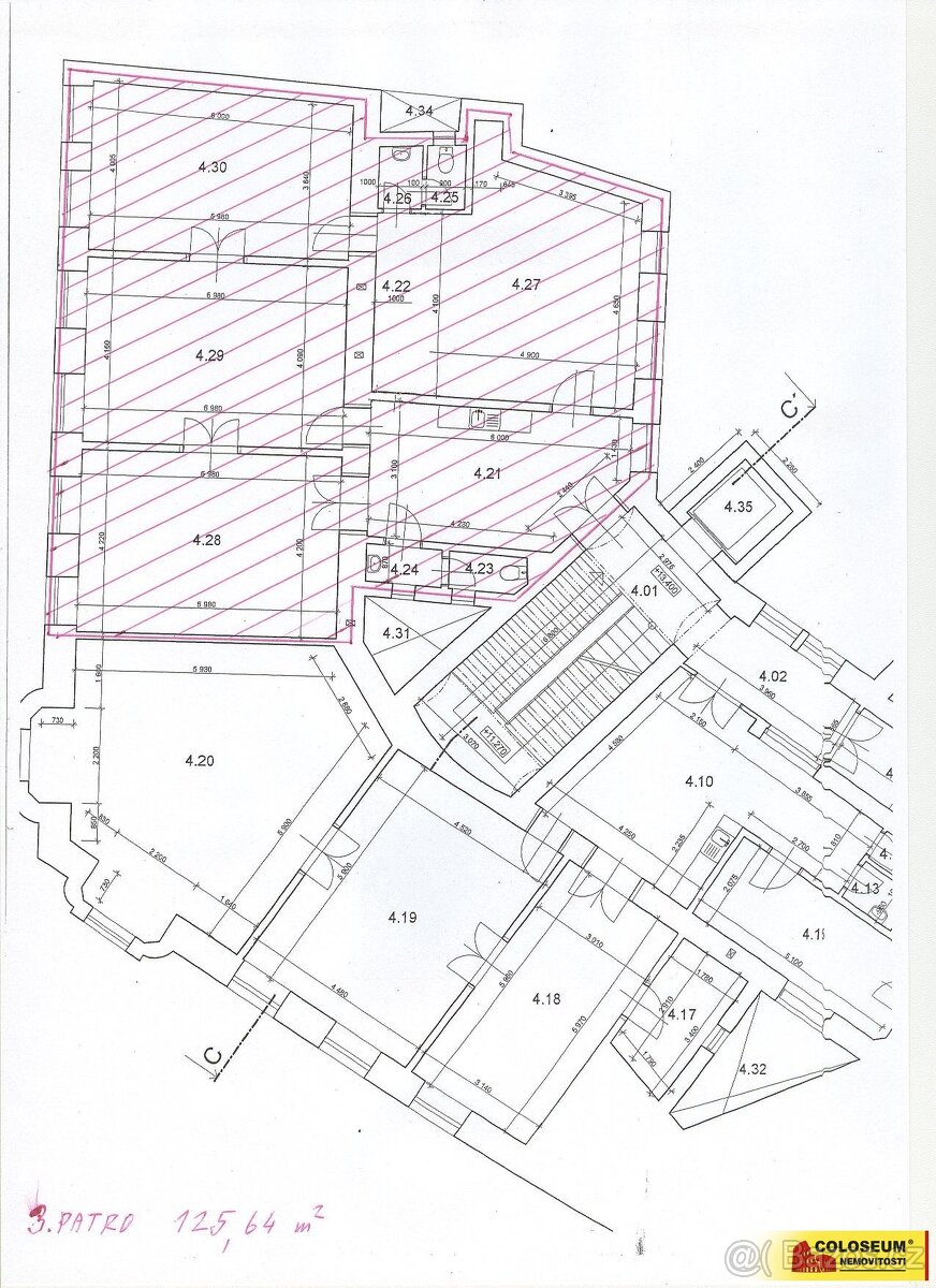 Brno-město, pronájem kanceláře 125m², po rekonstrukci, k pod - 5
