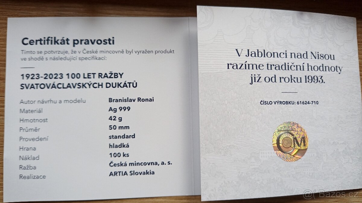 100 let ražby svatováclavských dukátů 1923-2023 - A. Rašín J - 5