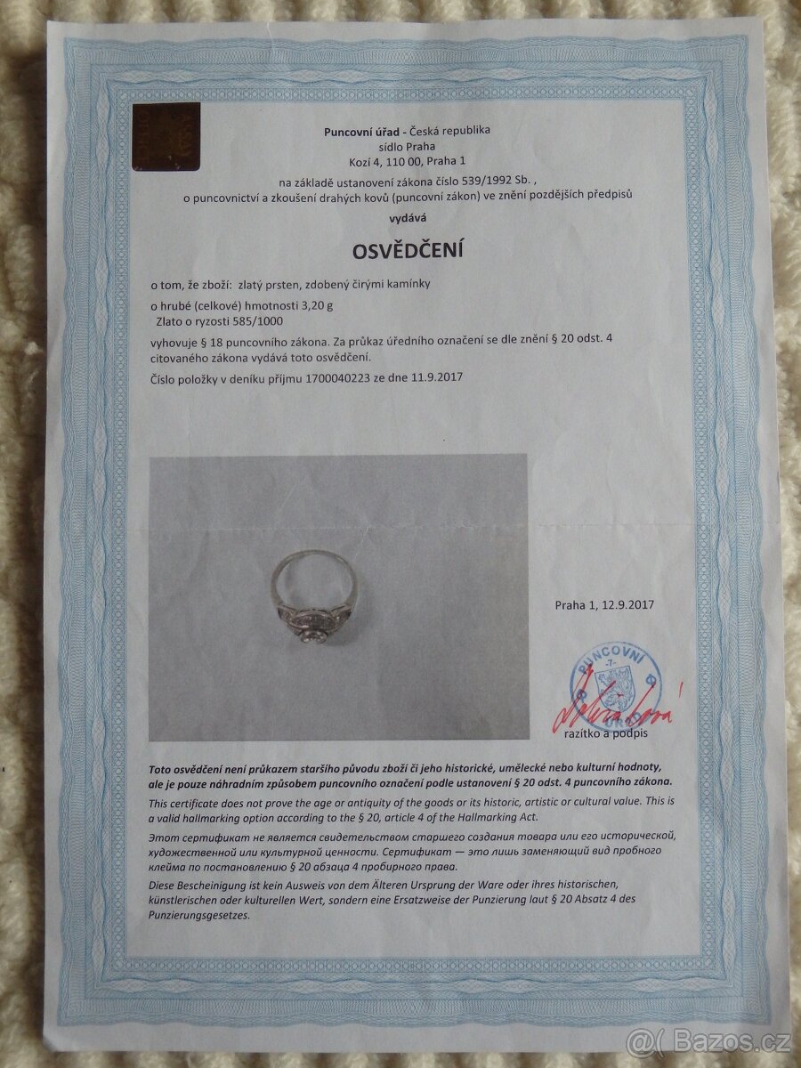 Diamantový Art-Deco zlatý 14K prsten 0,68 ct. - 5