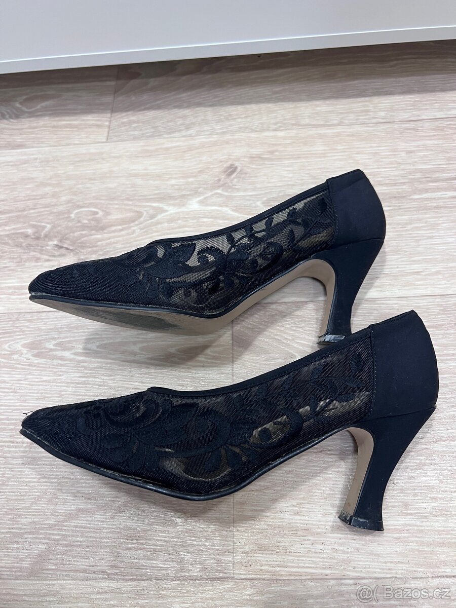 Černé lodičky 38 plesové síťovina - 5