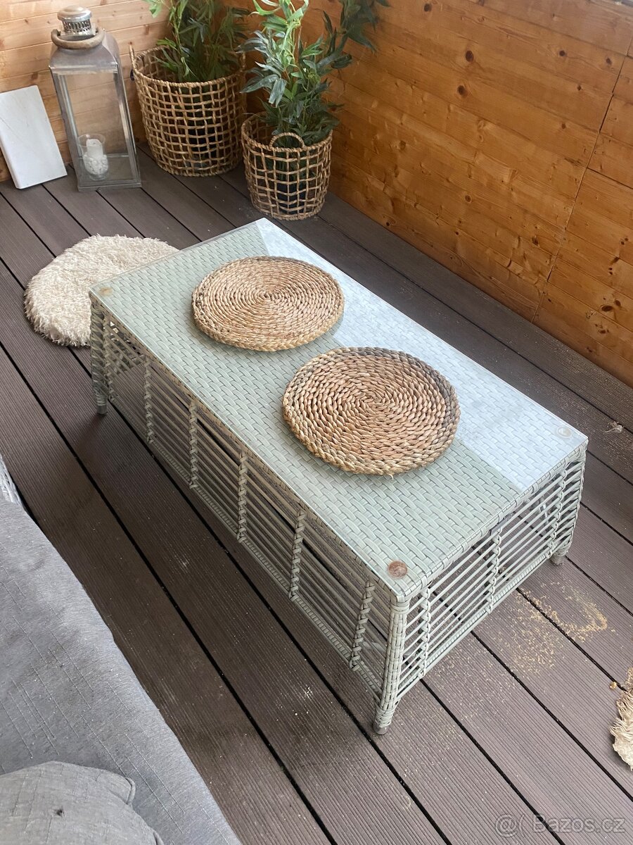 Zahradní stolek z umělého ratanu se sklem - 5