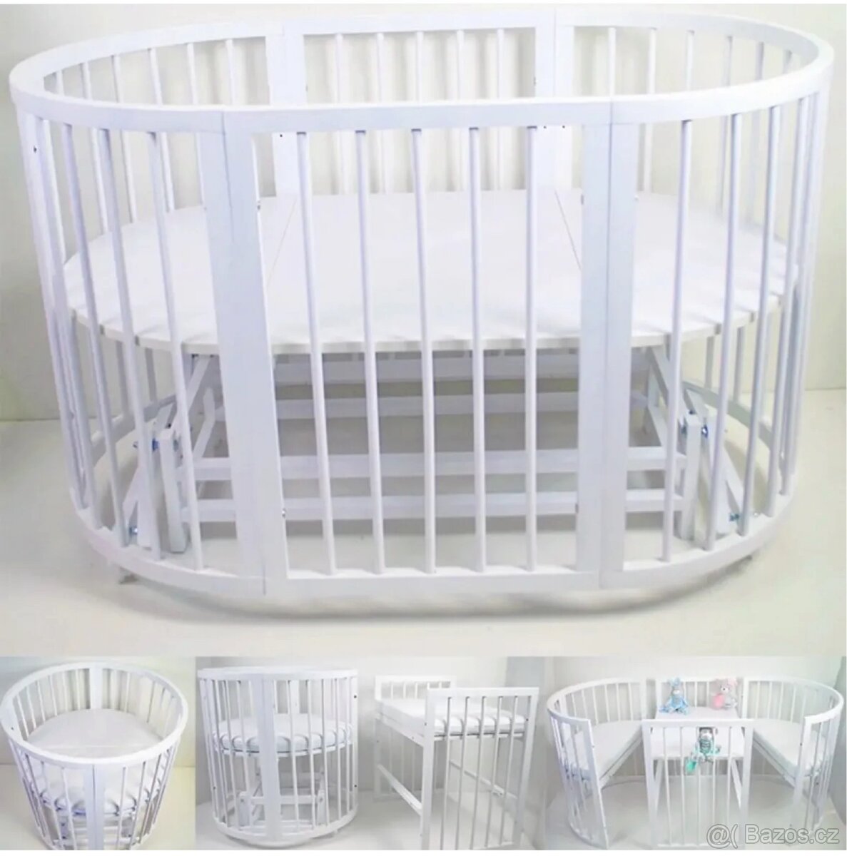 dětská kulatá bílá postel transformátor 8v1 - 5