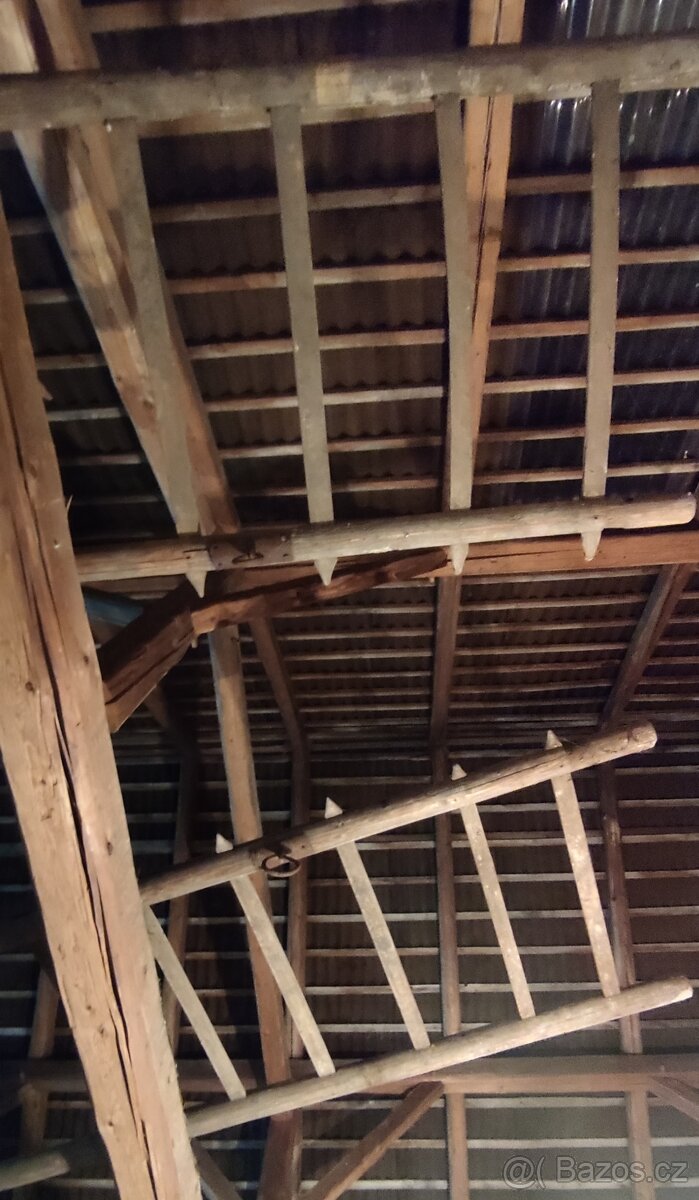 Žebřiny, žebřiňák historické, dřevo, kování - 5
