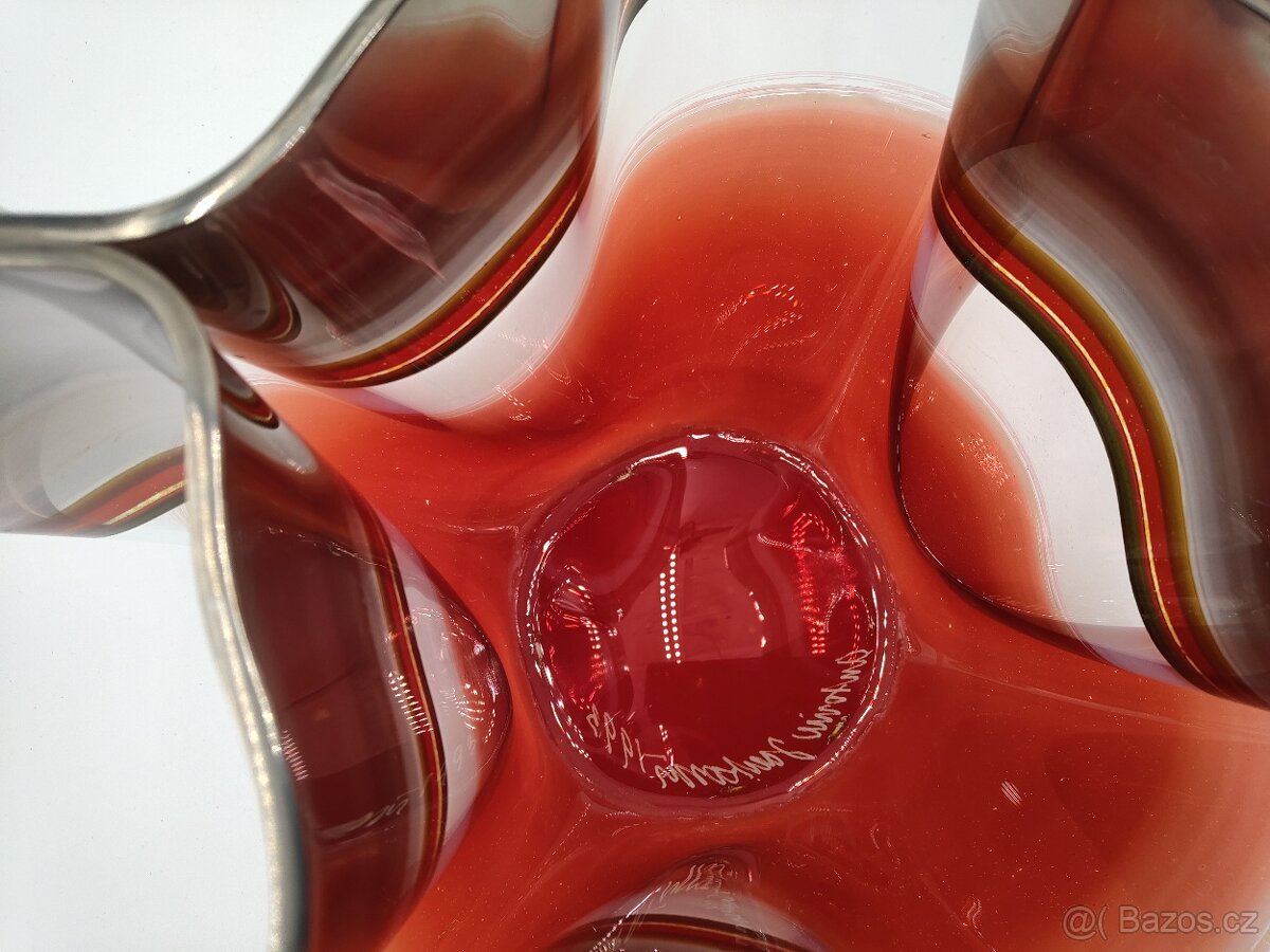 Krásná vypalovaná váza na plastickém skle Antonie Jankovcová - 5