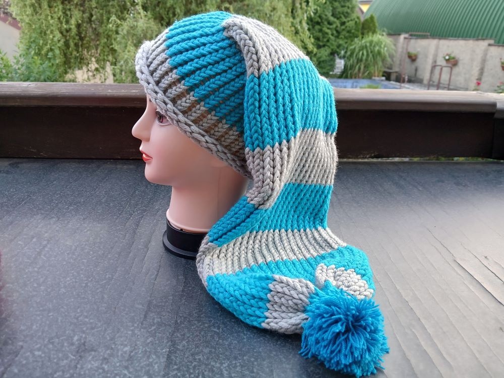 Nová pletená mega dlouhá čepice pánská - 5