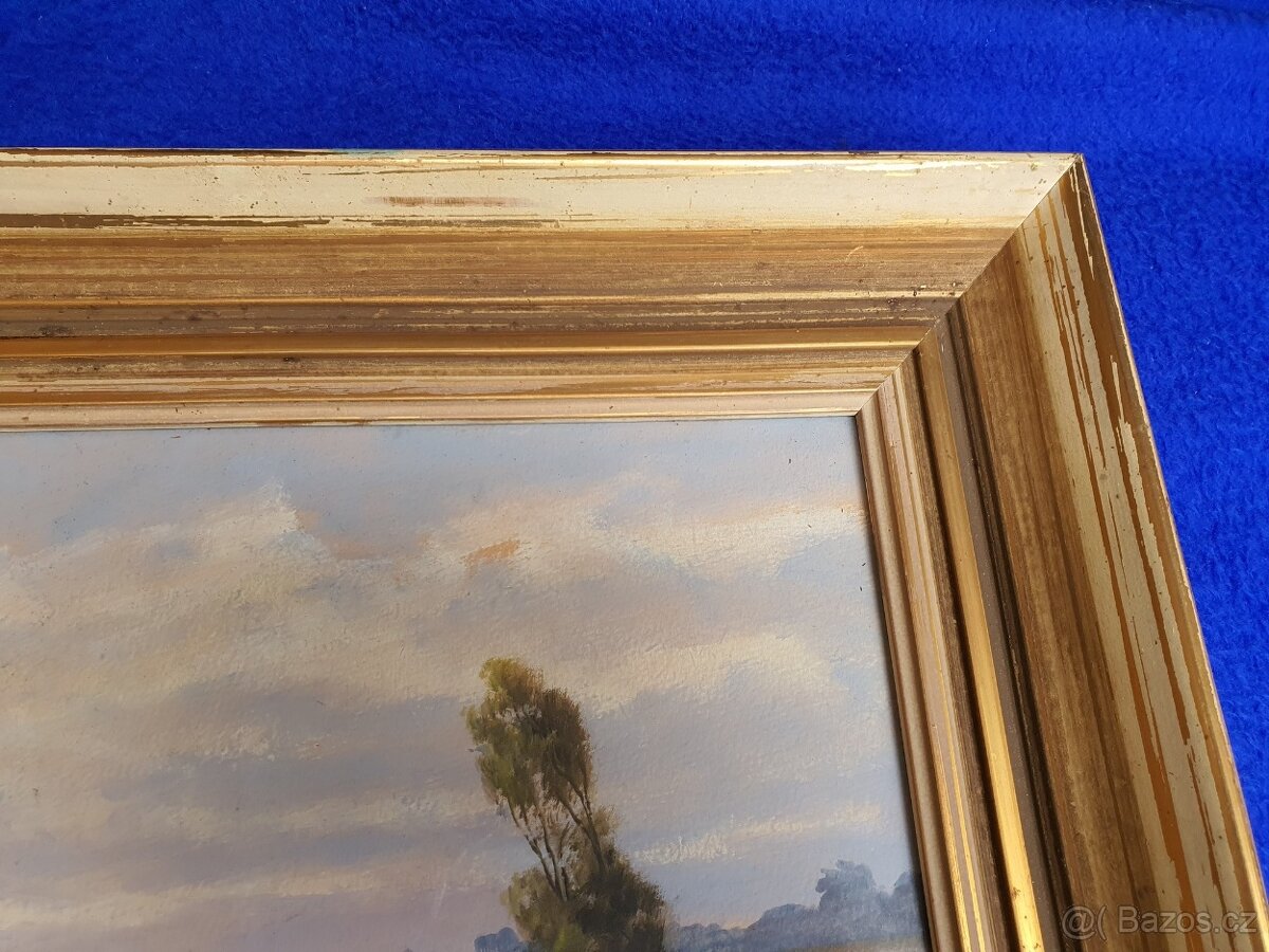 OBRAZ ak.malíř Václav Vejr – Blata, perfekt stav, sklo - 5