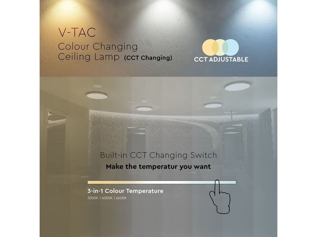 Svítidlo stropní V-TAC VT-8418-M CCT 3v1,18W - 5