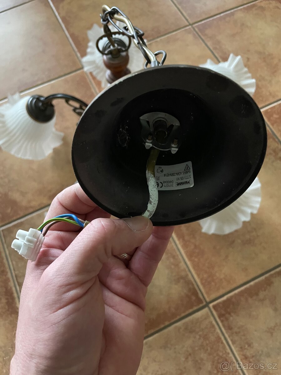 Rustikální pětiramenný lustr - super stav - 5