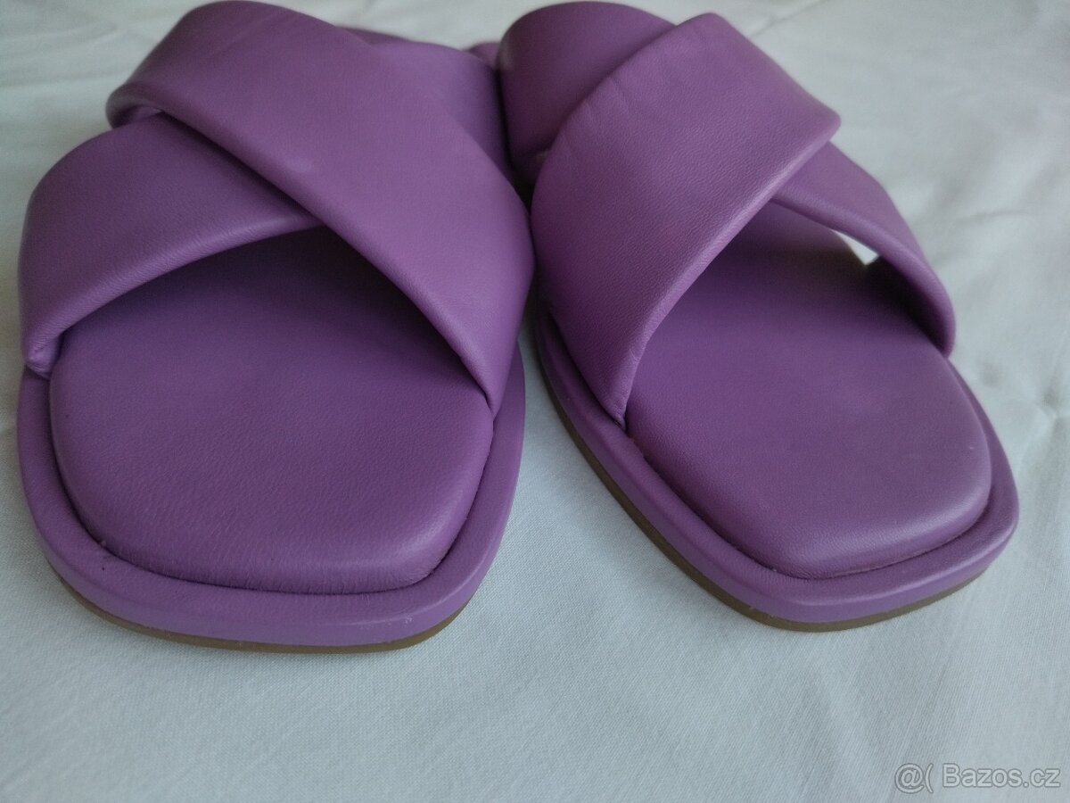 Letní nízké pantofle Kate Gray, fialová kůže, vel. 42 - 5