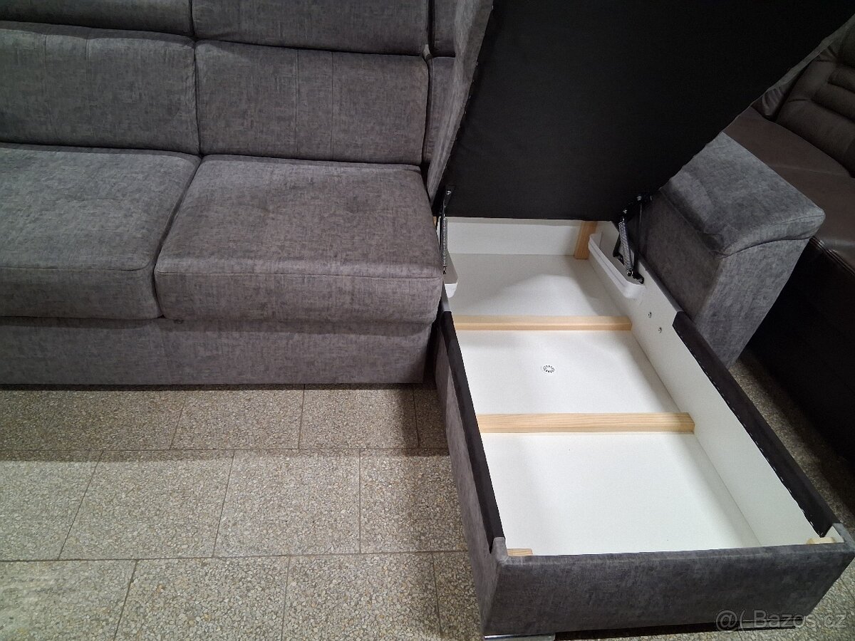 Sedačka rohová rozkládací šedivá - 5