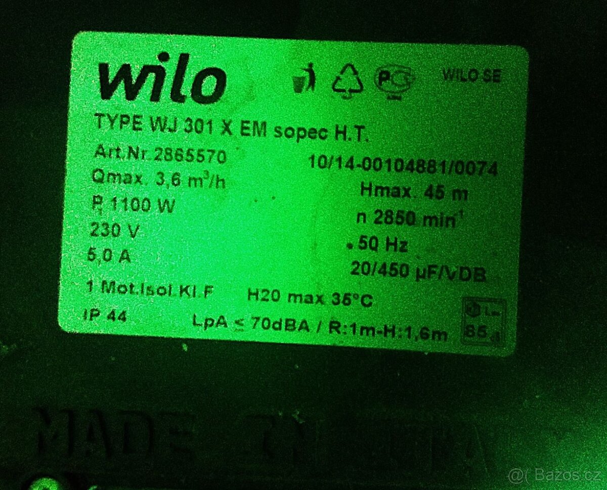 Čerpadlo Wilo Jet WJ 301 X EM H.T. s membránovou nádobou - 5