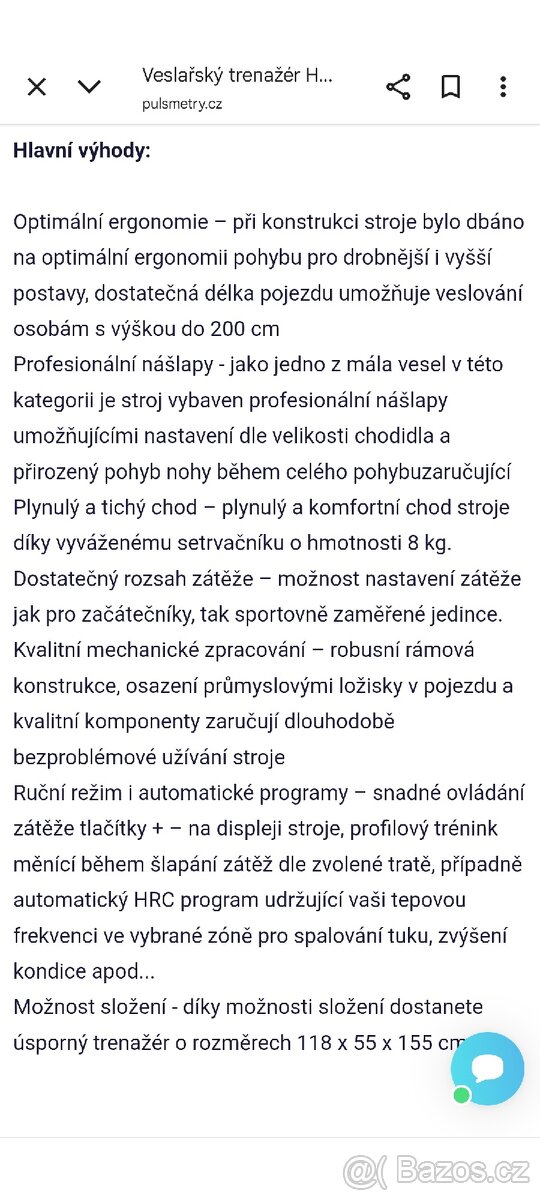 Veslovací trenažér Hammer Cobra XTR+ - 5