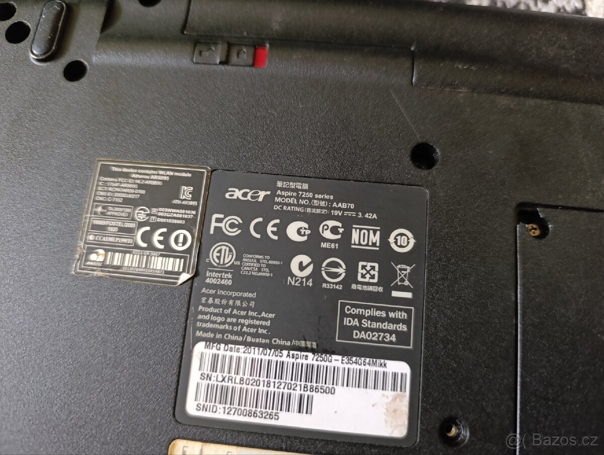 Notebook Acer Aspire 7520G – na náhradní díly / k opravě
- 5