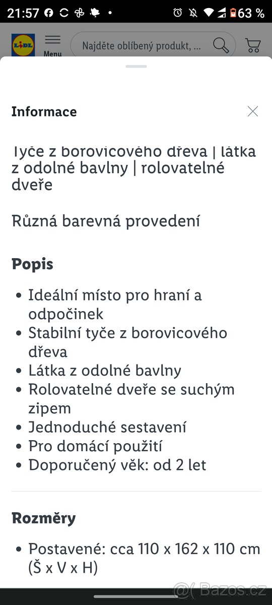 Dětské bavlněné teepee s podlážkou, výška 162cm - 5