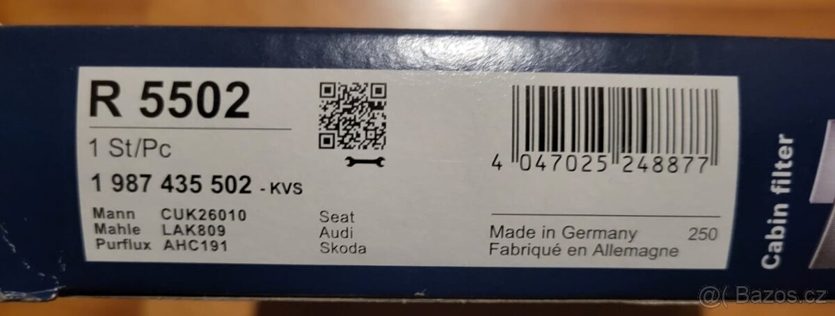 Uhlíkový kabinový filtr koncern VW - 5
