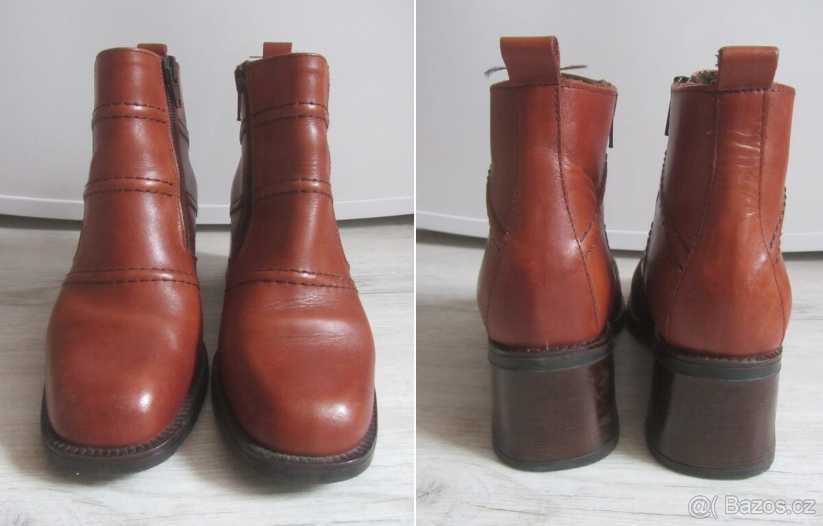 Vintage kožené rezavohnědé boty - 5