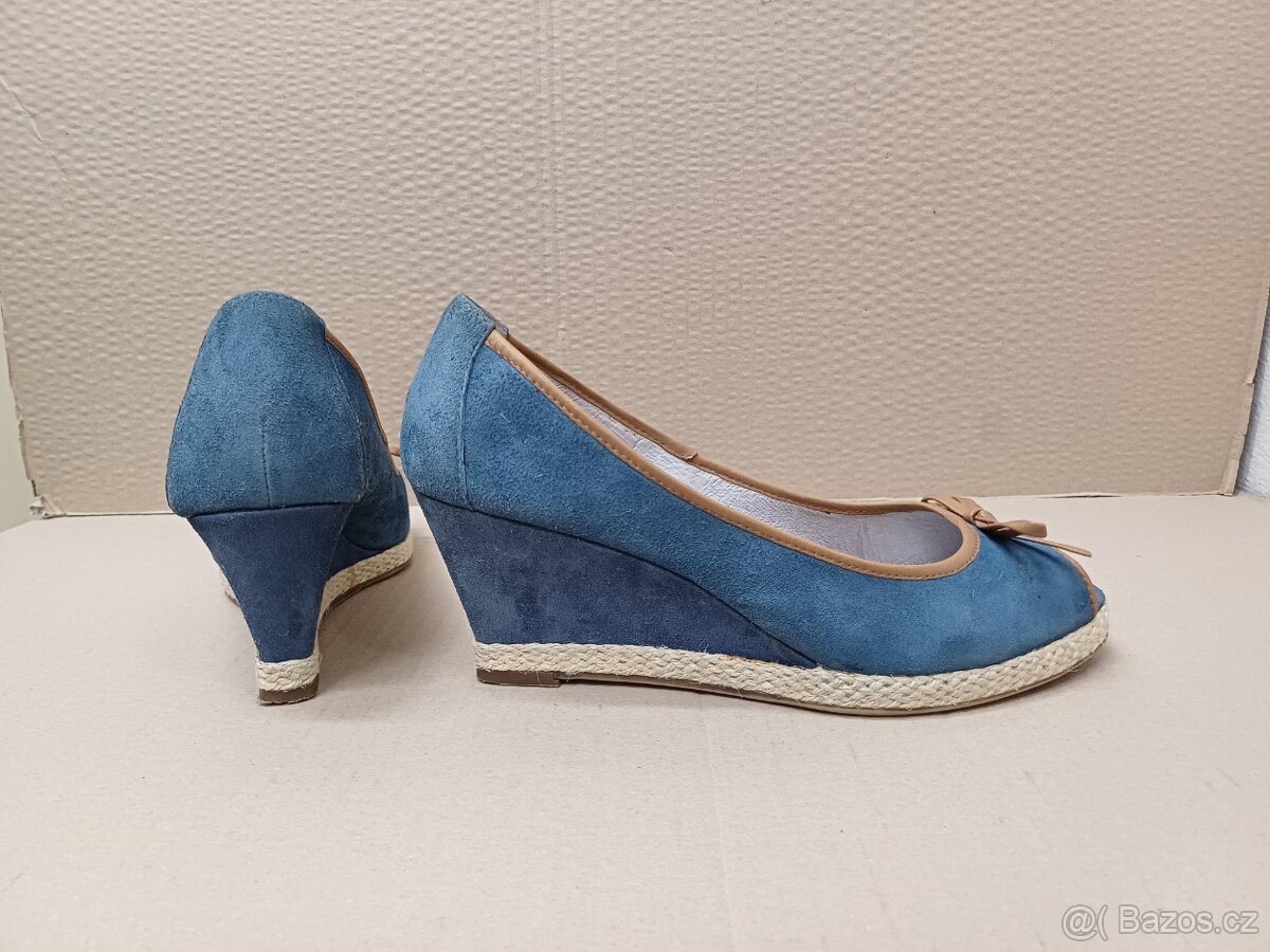 Modré kožené lodičky vel.41 - 5