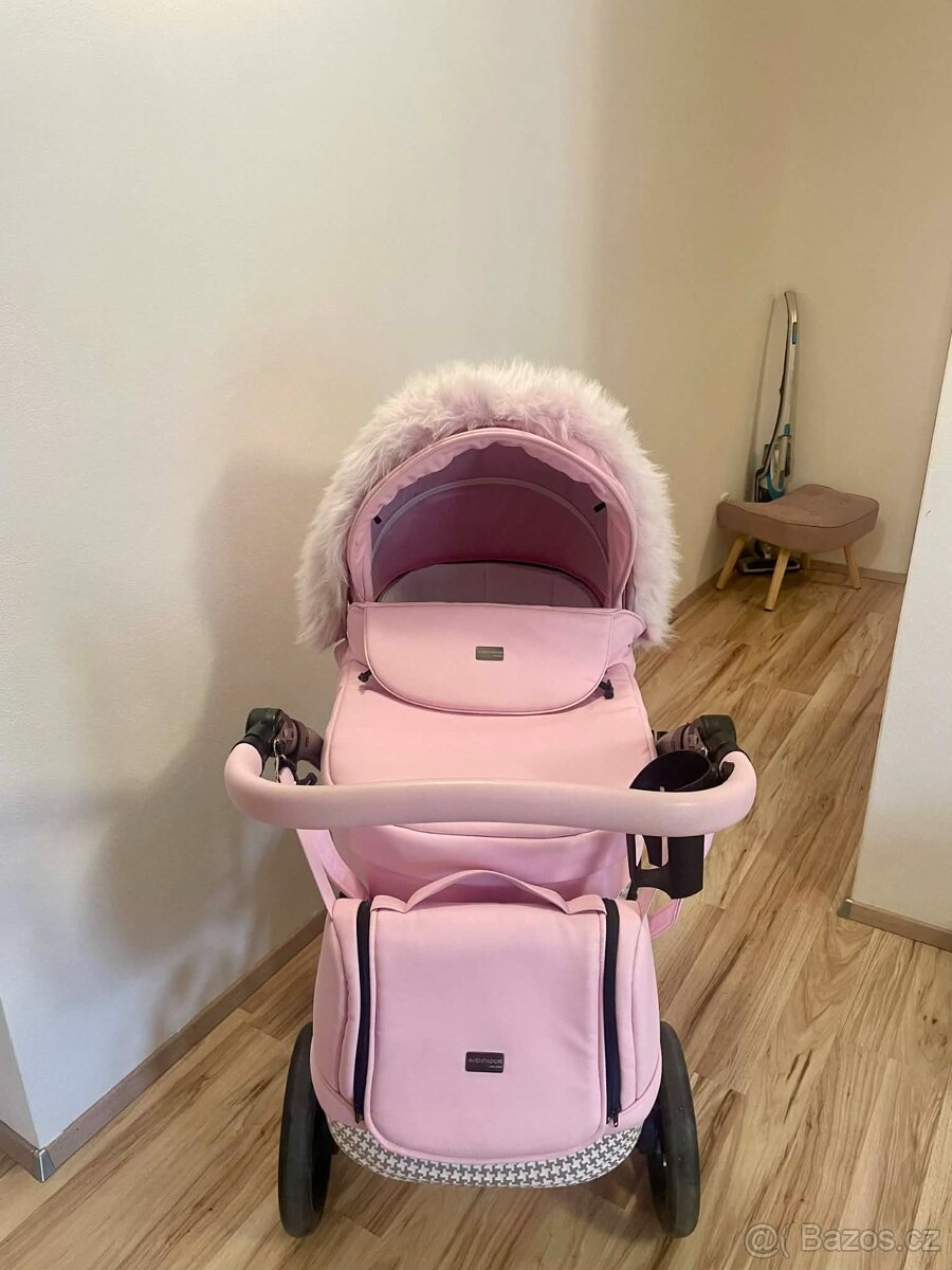 Růžový kočárek trojkombinace - 5