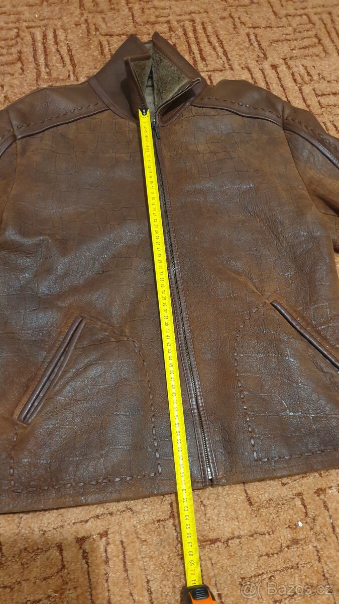 pánský kožený kabát z ovčí kůže L - 5