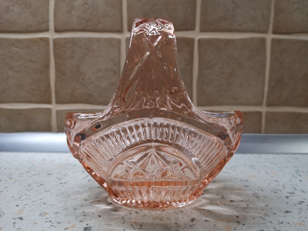 Skleněný košík, růžový - 5