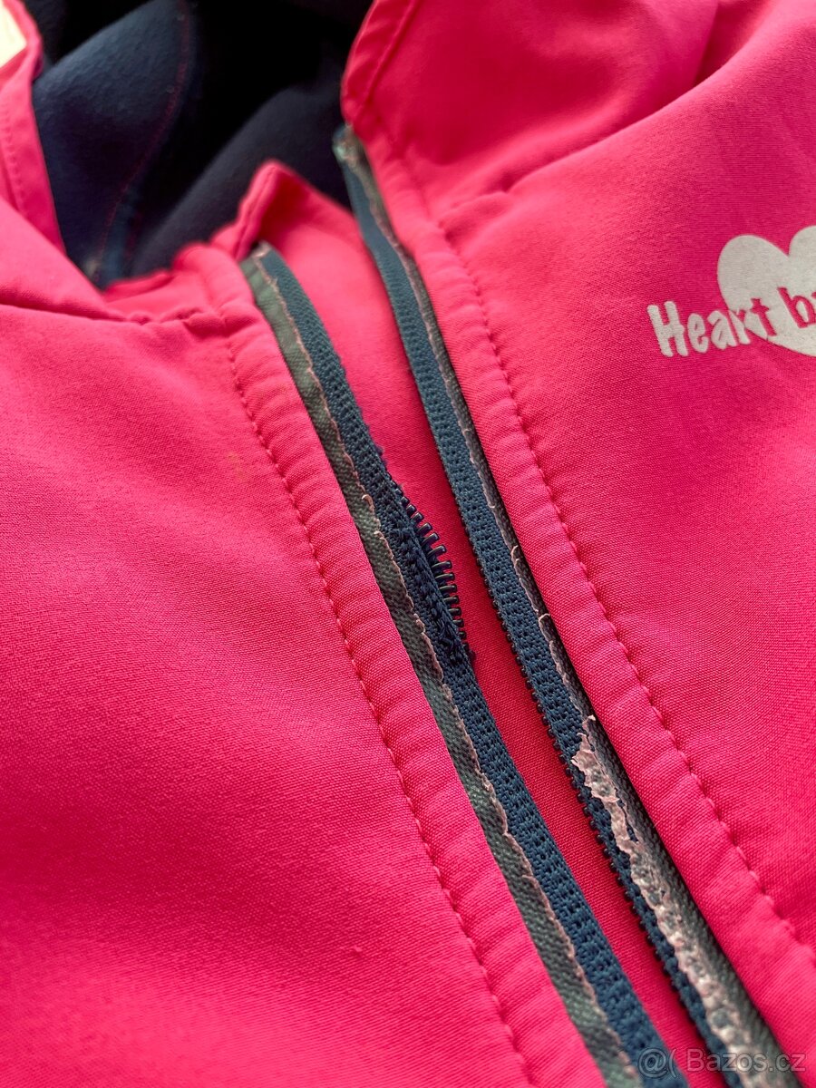 Tmavě růžová softshellová dívčí bunda s fleesem vel. 98 - 5