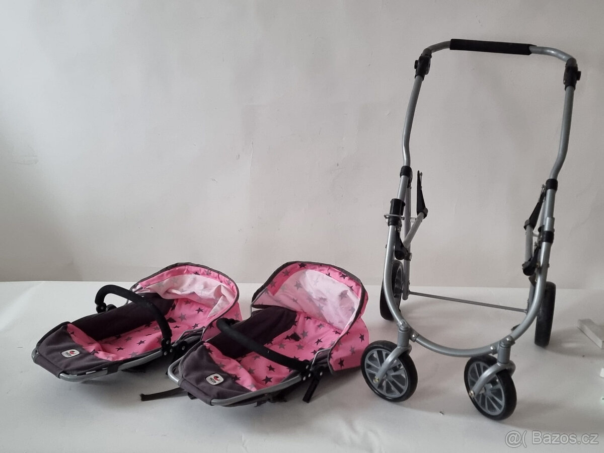 Dětský kočárek pro 2 panenky, dvojčata CHIC 2000 - 5
