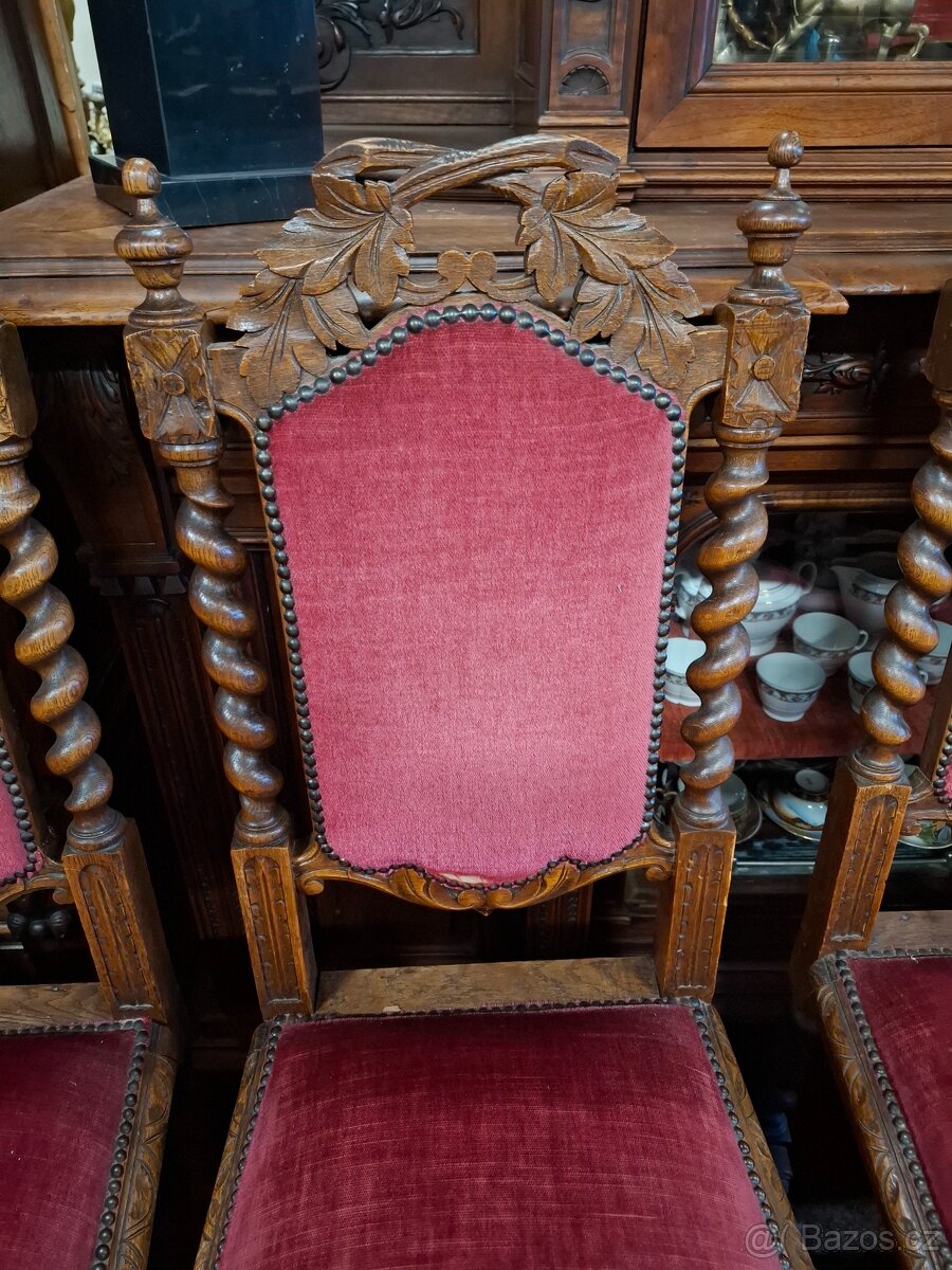 6x starožitná vyřezávaná židle - 5