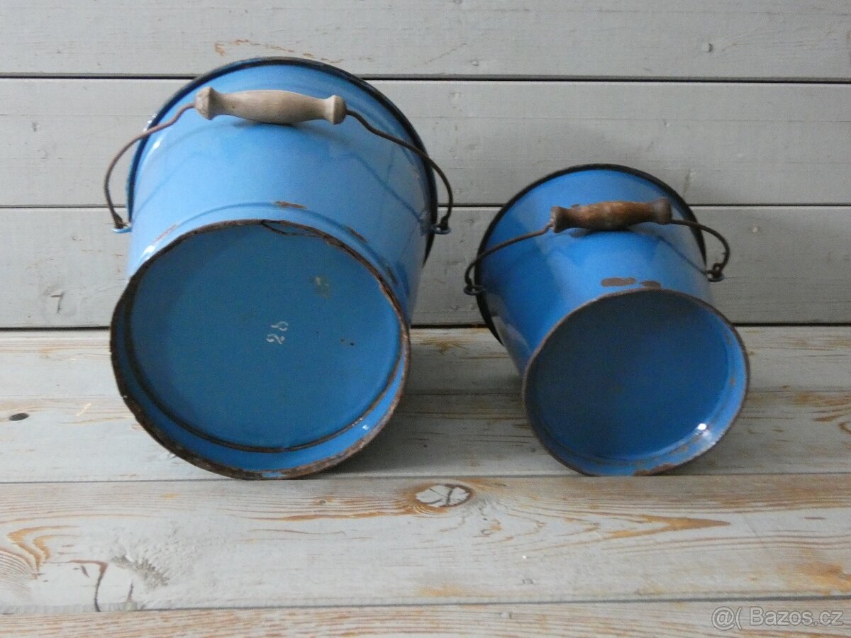 Smaltovaný modrý kýbl 2 ks - 5