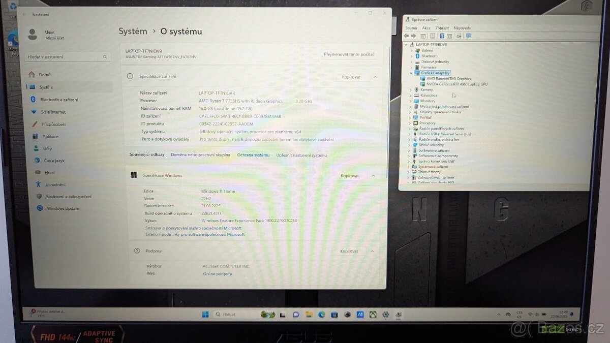 Asus TUF Gaming FA707 RYZEN 7 NVIDIA RTX 4060 8GB, 16GB/1TB - 5