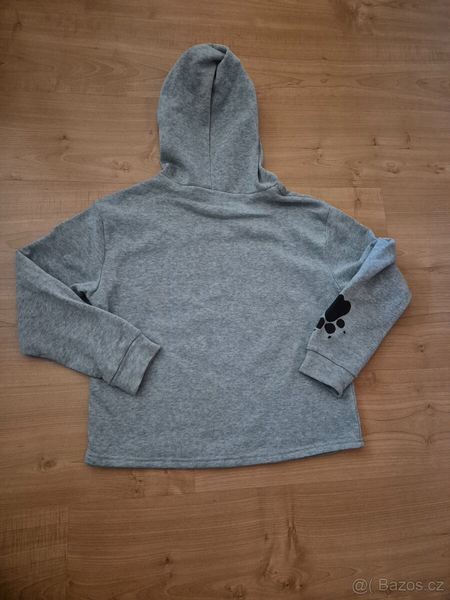 Šedá mikina s tlapkou v.S cca 158/164 - 5
