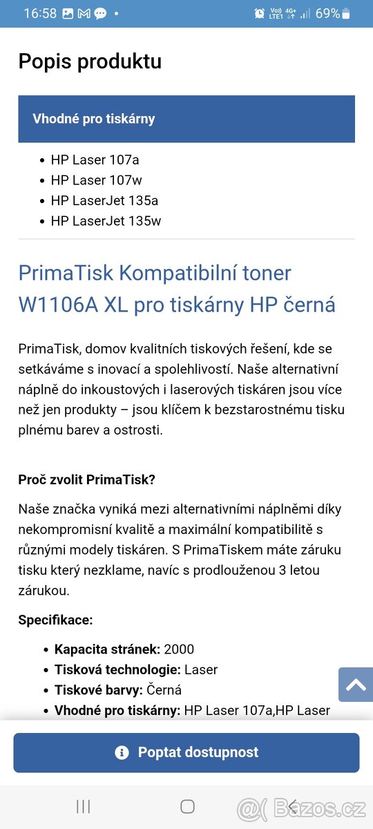 Černý toner Primatisk HP W1106A XL - 5