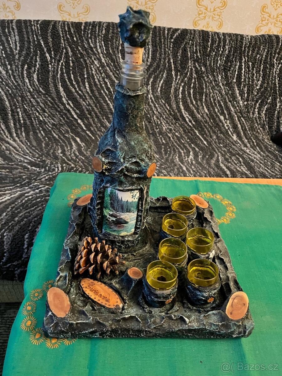 Ozdobná lahev a skleničky Šumava - 5