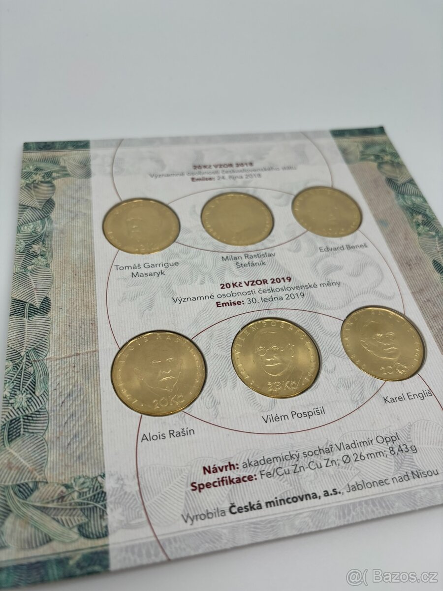 Sada 6 kusů 20 Kč oběžných mincí 2018 a 2019 - 5