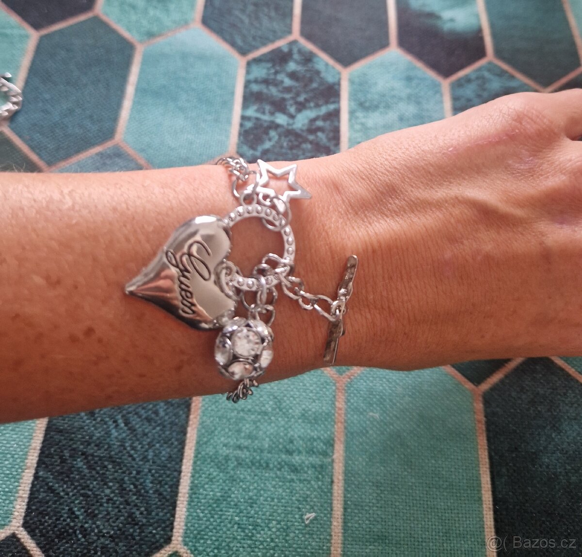 Nový dámský značkový náramek Guess bižu srdce srdíčko 21 cm - 5